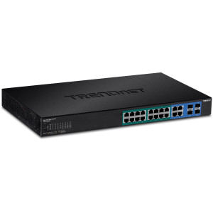 TRENDnet TPE-1620WS 20-Port Managed Gigabit Ethernet PoE+ Switch, 4x shared Gigabit ports (RJ-45 or SFP), rack mountable